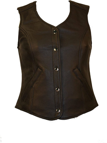 First Manufacturing FML565CCF Women’s Black Plain Side Conceal and Storage Pocket Leather Vest - image 1