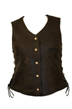 First Manufacturing FML566CCF Women’s Black Side Lace Conceal and Storage Pocket Leather Vest - image 1