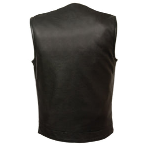 Just Leather JSM3511 Men's Black Collarless Dual Snap and Zipper Front Club Vest — image 2