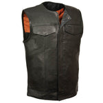 Just Leather JSM3511 Men's Black Collarless Dual Snap and Zipper Front Club Vest — image 1