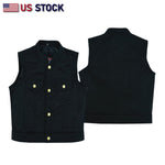 HL21920DMBLACK Kid's Unisex Denim plain sideToddler Black Vest - HighwayLeather