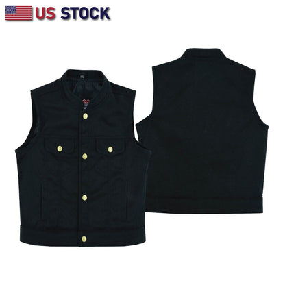 HL21920DMBLACK Kid's Unisex Denim plain sideToddler Black Vest - HighwayLeather
