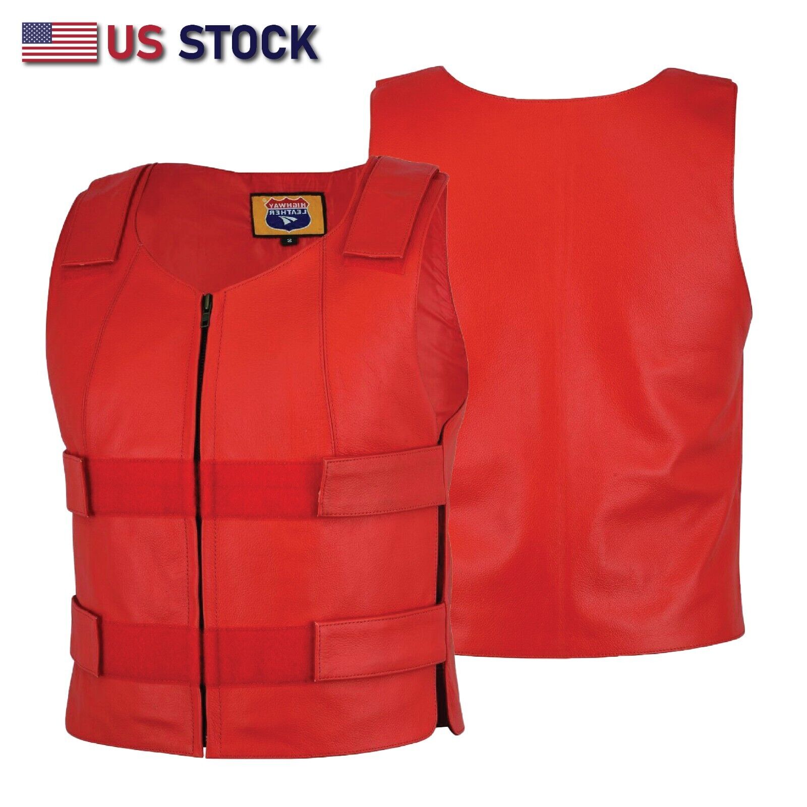 Ladies red bulletproof style leather vest - Police vest Shade # 22 - HighwayLeather