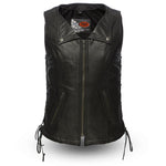 The Jenni Ladies Revealing Side Laces Vest - HighwayLeather