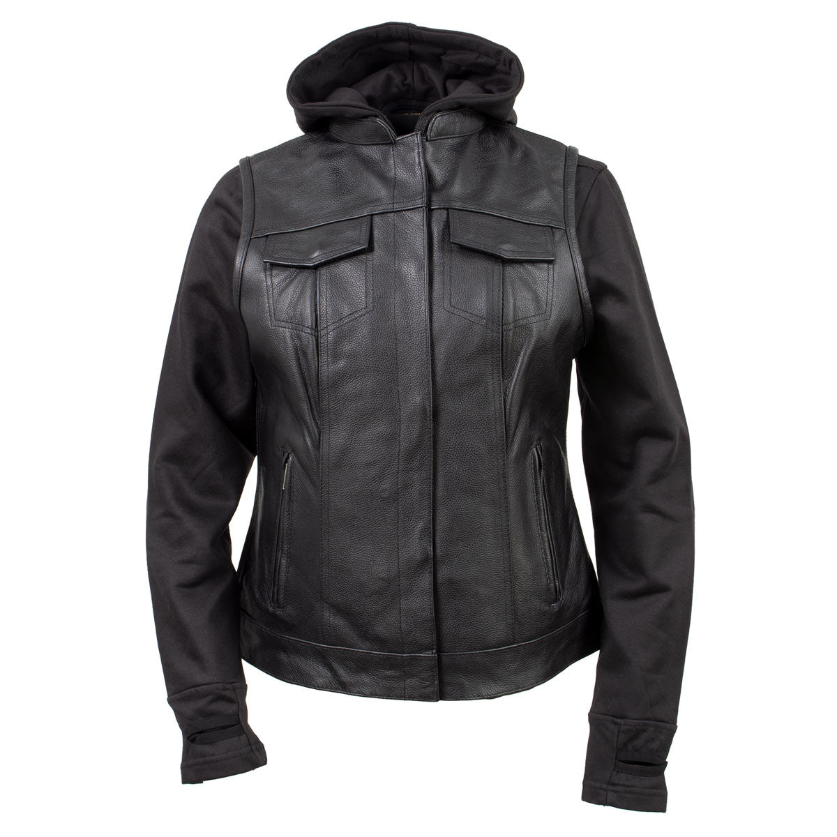 Milwaukee Leather Women's Tara Black Leather Motorcycle Rider 2-in-1 Convertible Hoodie Jacket Vest - LKL4712 - image 12