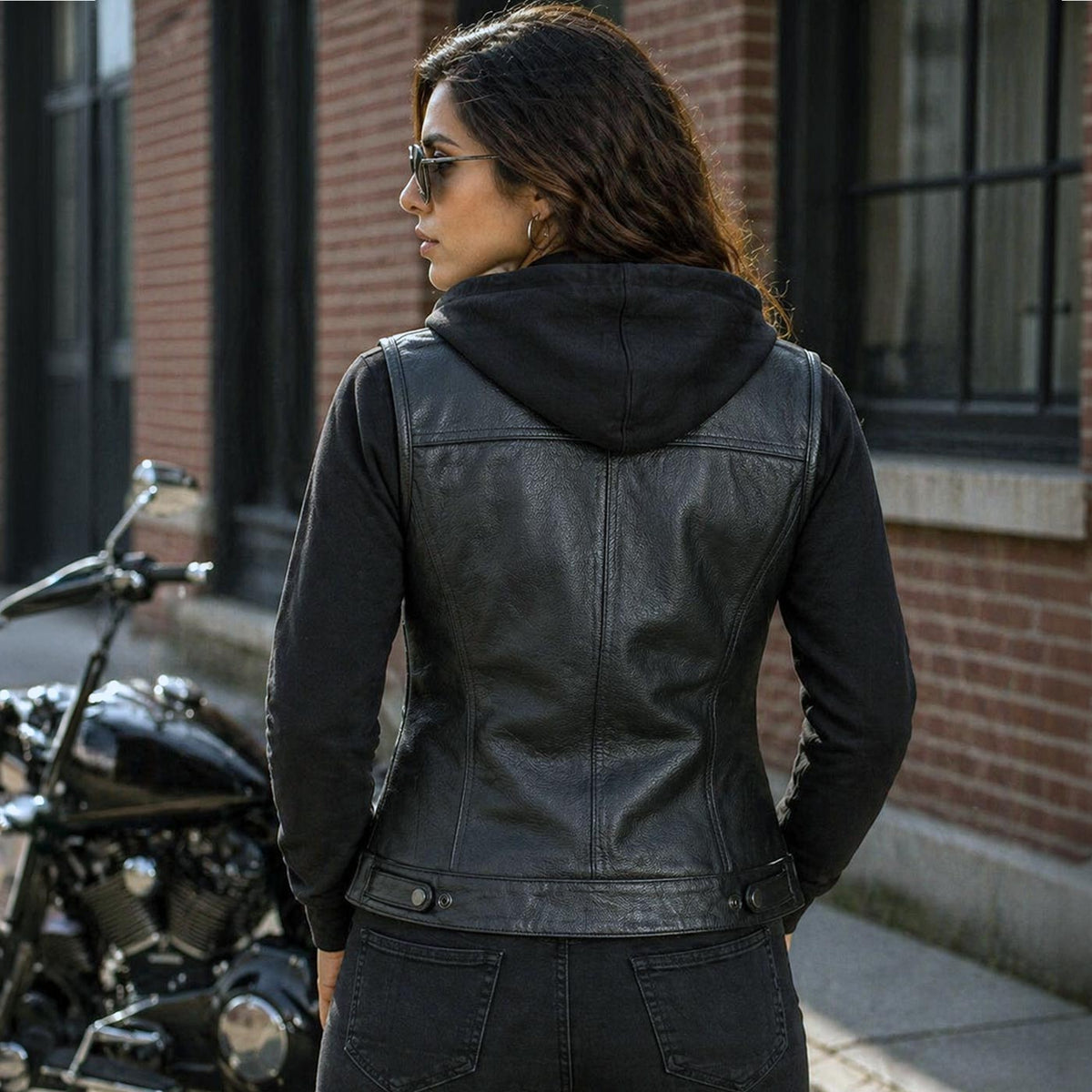 Milwaukee Leather Women's Tara Black Leather Motorcycle Rider 2-in-1 Convertible Hoodie Jacket Vest - LKL4712 - image 4