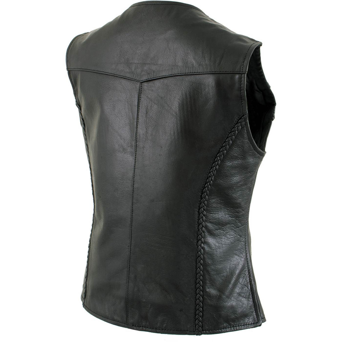 Milwaukee Leather Women's Road Queen Black Braided Buffalo Leather Motorcycle Vest - LKL4713 - image 11