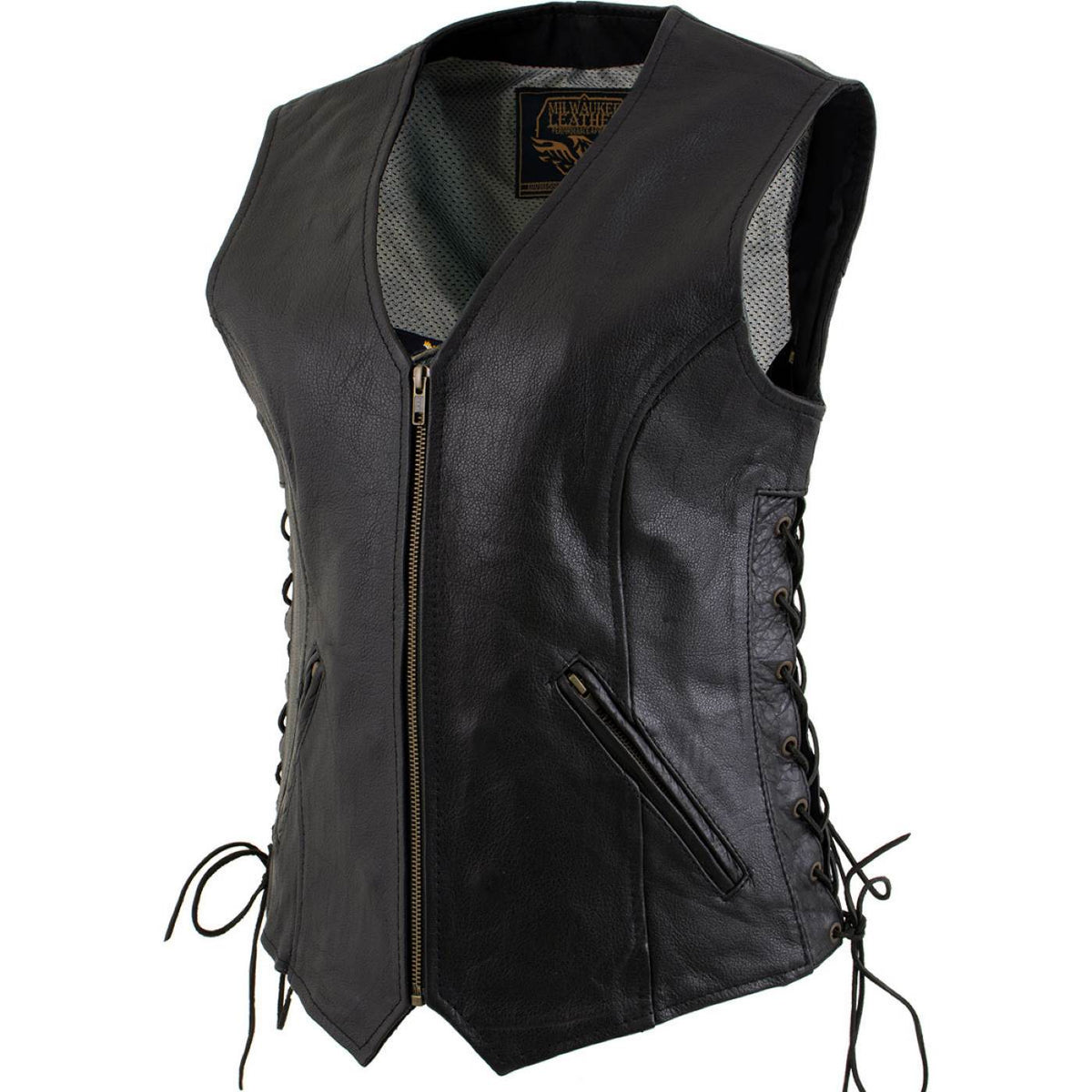 Milwaukee Leather Women's Mistress Black Side Lace Leather Motorcycle Vest - LKL4714 - image 11