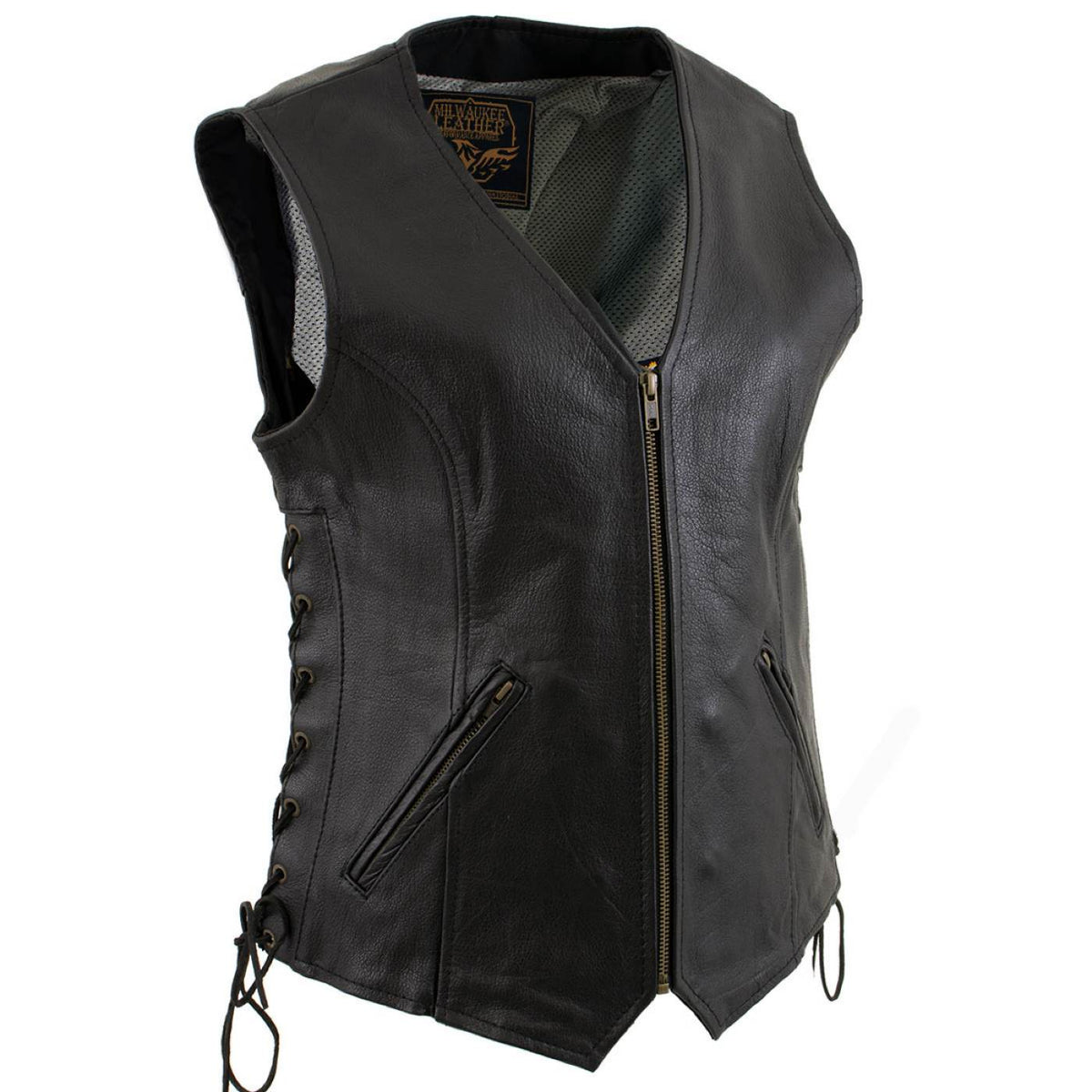 Milwaukee Leather Women's Mistress Black Side Lace Leather Motorcycle Vest - LKL4714 - image 1