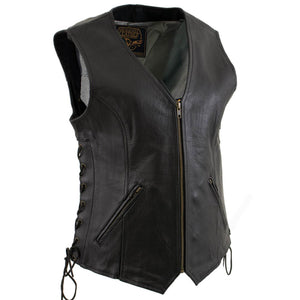 Milwaukee Leather Women's Mistress Black Side Lace Leather Motorcycle Vest - LKL4714 - image 1