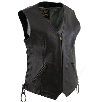 Milwaukee Leather Women's Mistress Black Side Lace Leather Motorcycle Vest - LKL4714 - image 1