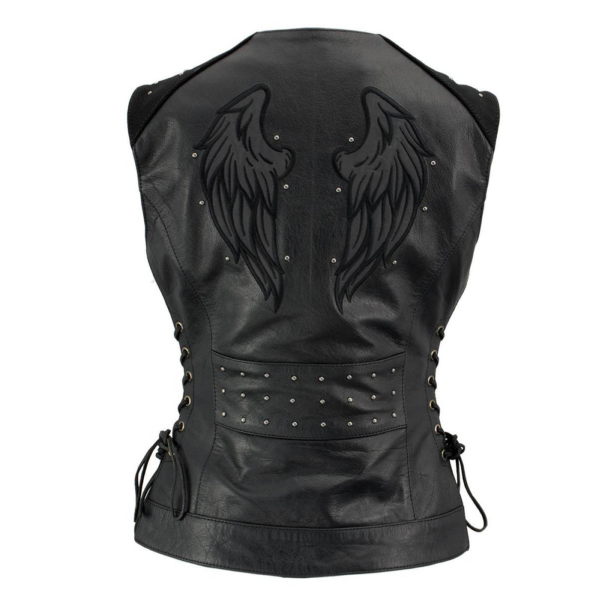 Milwaukee Leather Women's Winged Black Studded Leather Motorcycle Vest with Reflective Wings - LKL4715 - image 8