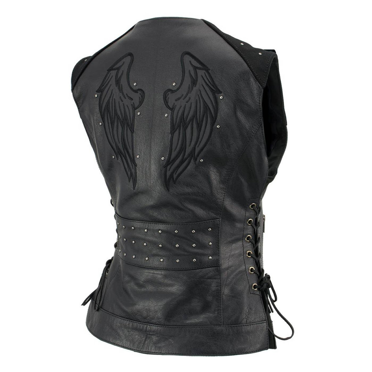 Milwaukee Leather Women's Winged Black Studded Leather Motorcycle Vest with Reflective Wings - LKL4715 - image 9