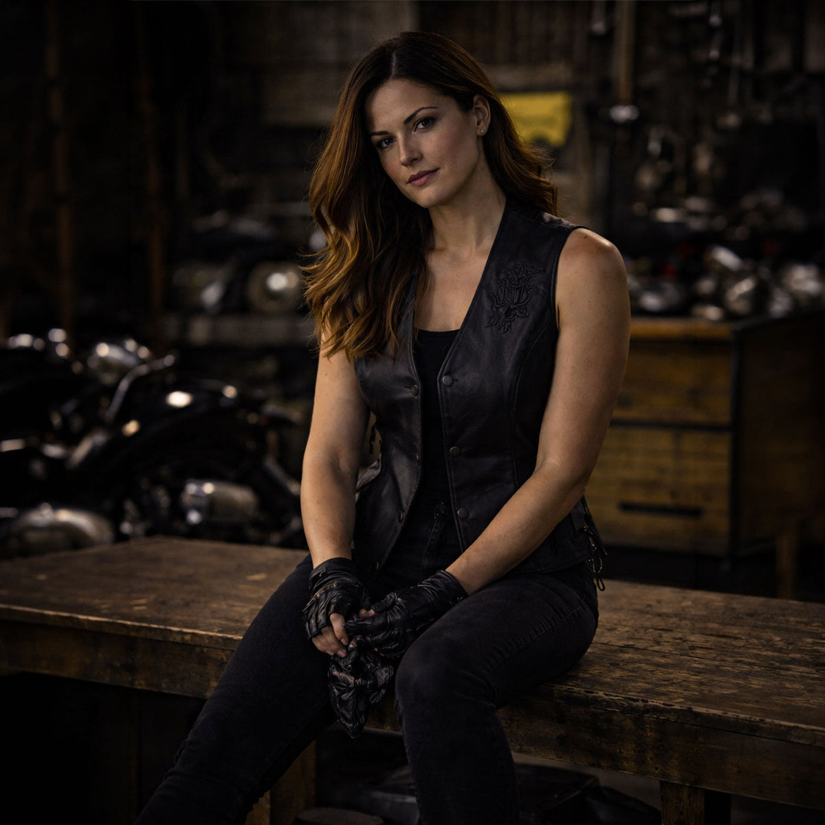 Milwaukee Leather Women's Gemma Black Leather Motorcycle Vest with Side Laces - LKL4716 - image 8