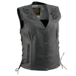Milwaukee Leather Women's Gemma Black Leather Motorcycle Vest with Side Laces - LKL4716 - image 1