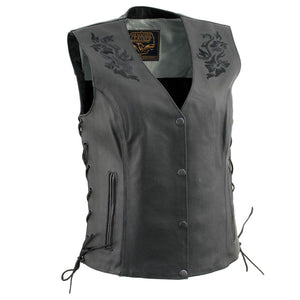 Milwaukee Leather Women's Gemma Black Leather Motorcycle Vest with Side Laces - LKL4716 - image 1