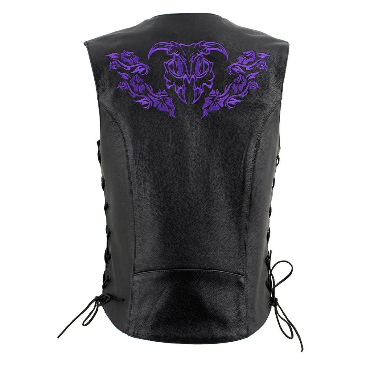 Milwaukee Leather Women's Gemma Black/Purple Leather Motorcycle Vest with Side Laces - LKL4717 - image 13