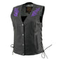 Milwaukee Leather Women's Gemma Black/Purple Leather Motorcycle Vest with Side Laces - LKL4717 - image 11
