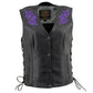 Milwaukee Leather Women's Gemma Black/Purple Leather Motorcycle Vest with Side Laces - LKL4717 - image 10
