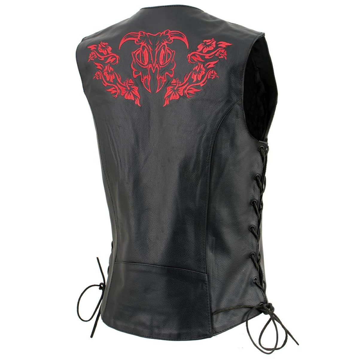 Milwaukee Leather Women's Gemma Black/Red Leather Motorcycle Vest with Side Laces - LKL4718 - image 13