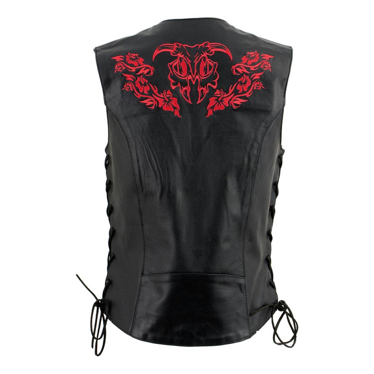 Milwaukee Leather Women's Gemma Black/Red Leather Motorcycle Vest with Side Laces - LKL4718 - image 12