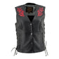 Milwaukee Leather Women's Gemma Black/Red Leather Motorcycle Vest with Side Laces - LKL4718 - image 14