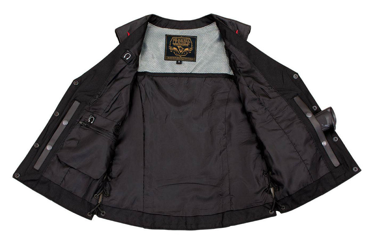 Milwaukee Leather Women's Gemma Black/Red Leather Motorcycle Vest with Side Laces - LKL4718 - image 11