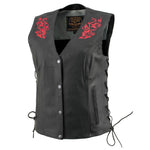 Milwaukee Leather Women's Gemma Black/Red Leather Motorcycle Vest with Side Laces - LKL4718 - image 1