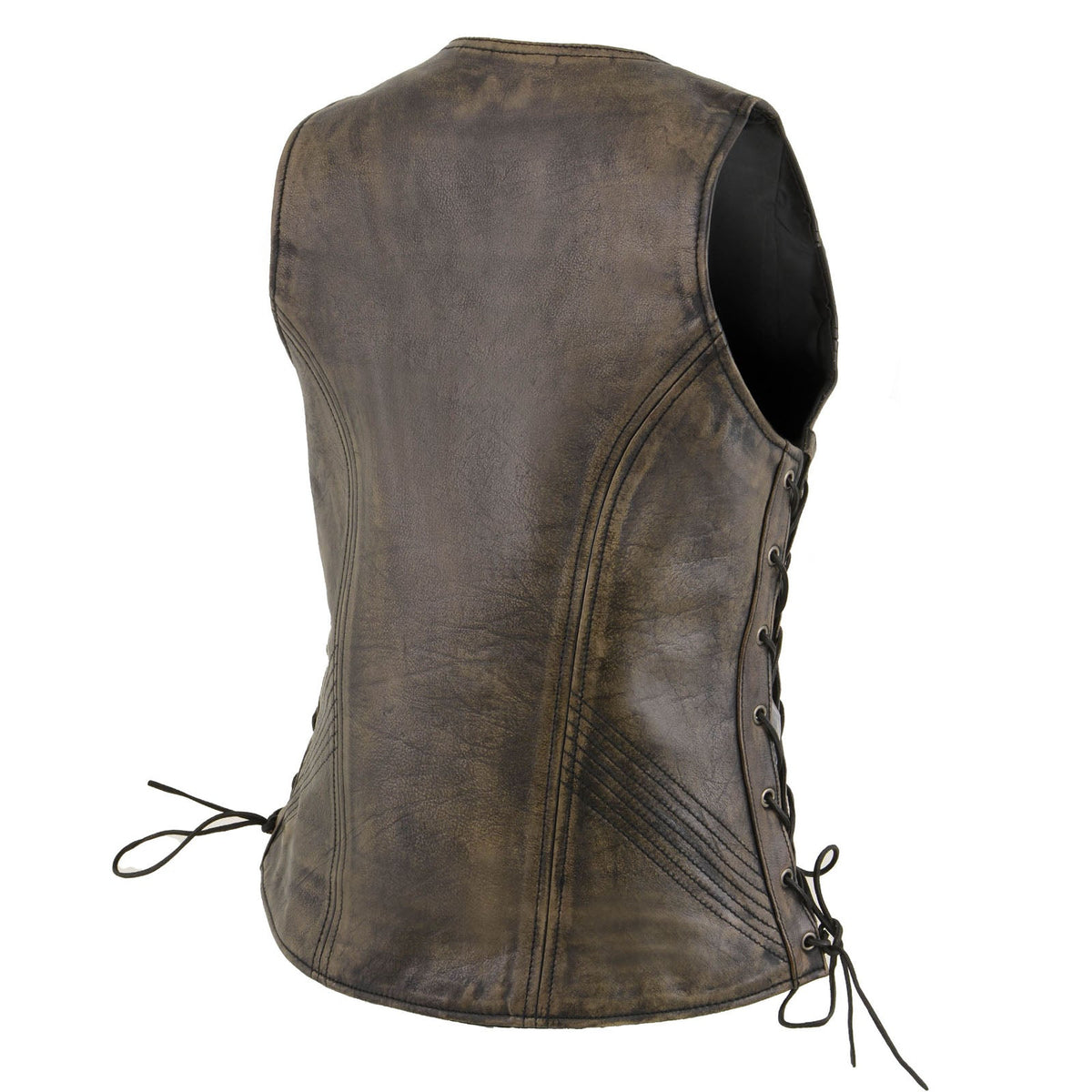 Milwaukee Leather Women's Bella Distressed Brown Leather Motorcycle Vest with Side Laces - LKL4719 - image 11