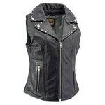 Milwaukee Leather Women's Dita Black Motorcycle Leather Vest w/ Riveted Lapel Collar - LKL4720 - image 1