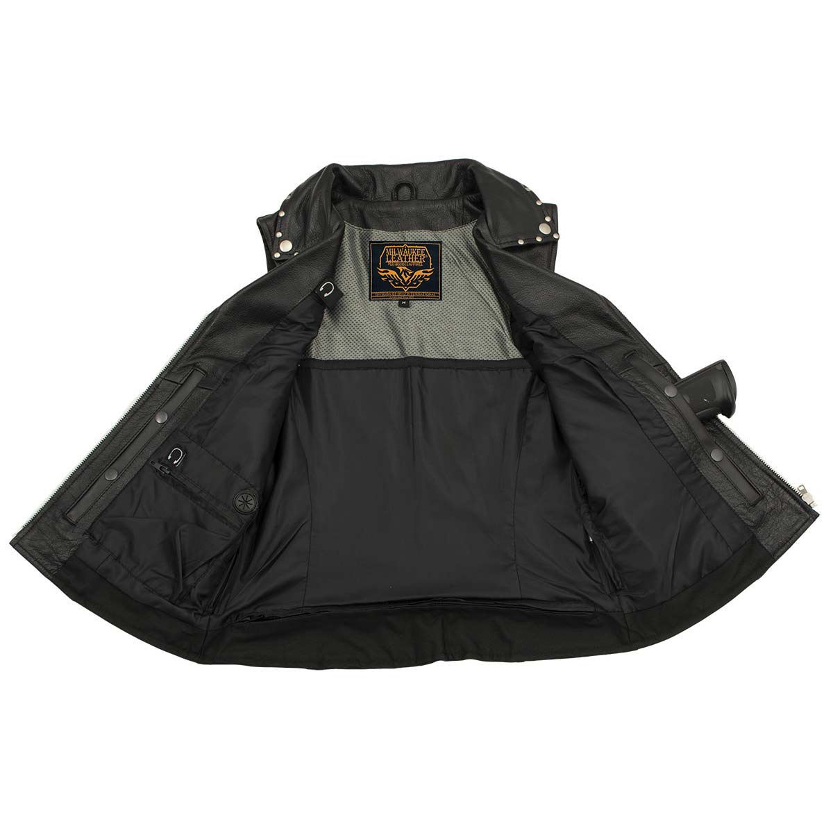 Milwaukee Leather Women's Dita Black Motorcycle Leather Vest w/ Riveted Lapel Collar - LKL4720 - image 12