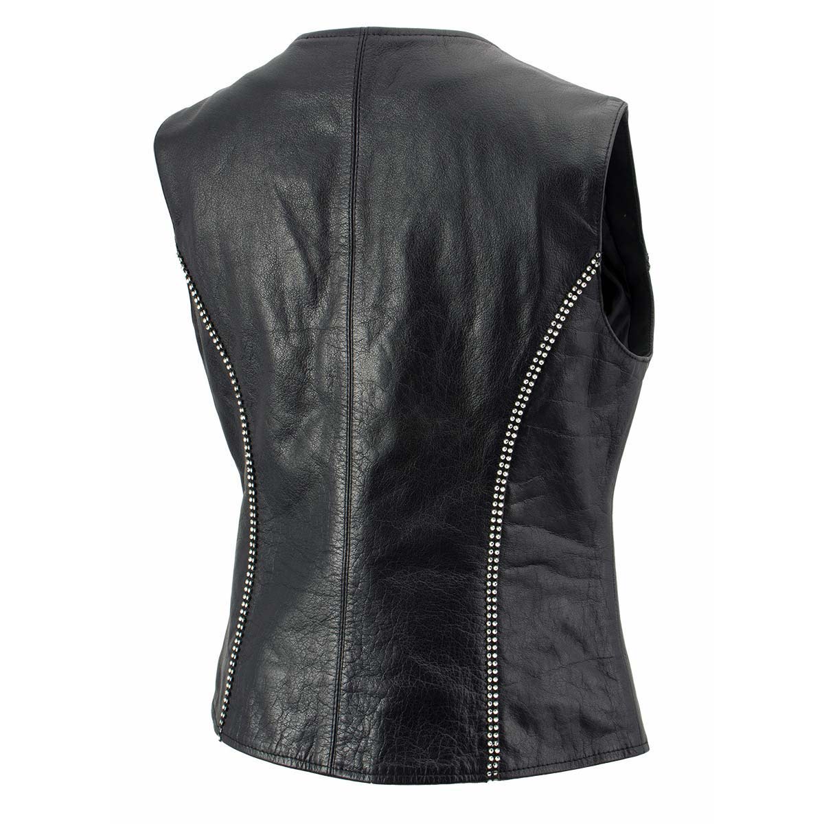 Milwaukee Leather Women's 'Bling' Black Leather V-Neck Motorcycle Rider Vest with Rhinestone Detail - LKL4721 - image 12