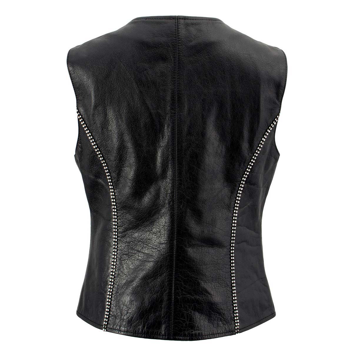 Milwaukee Leather Women's 'Bling' Black Leather V-Neck Motorcycle Rider Vest with Rhinestone Detail - LKL4721 - image 10