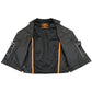 Milwaukee Leather LKM1360 Men's Classic Black Leather V-Neck Motorcycle Rider Vest w/ Adjustable Side Laces