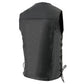 Milwaukee Leather LKM1360 Men's Classic Black Leather V-Neck Motorcycle Rider Vest w/ Adjustable Side Laces