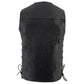 Milwaukee Leather LKM1360 Men's Classic Black Leather V-Neck Motorcycle Rider Vest w/ Adjustable Side Laces