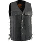 Milwaukee Leather LKM1360 Men's Classic Black Leather V-Neck Motorcycle Rider Vest w/ Adjustable Side Laces