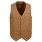 Milwaukee Leather LKM3702 Men's Saddle Leather Classic V-Neck Western Style Motorcycle Rider Vest w/ Buffalo Snaps