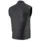 Milwaukee Leather LKM3710 Men's Black Leather Club Style Motorcycle Rider Vest w/ Zipper and Snap Button Closure