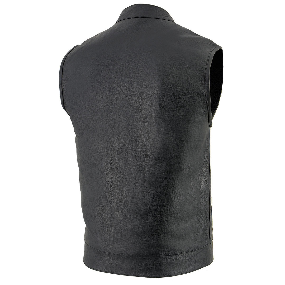 Milwaukee Leather LKM3710 Men's Black Leather Club Style Motorcycle Rider Vest w/ Zipper and Snap Button Closure