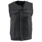 Milwaukee Leather LKM3711 Men's Black Leather Collarless Club Style Motorcycle Rider Vest w/ Dual Front Closure