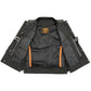 Milwaukee Leather LKM3712 Men's Black Leather Club Style Motorcycle Rider Vest w/ Front Snap/Zipper and Side Lace