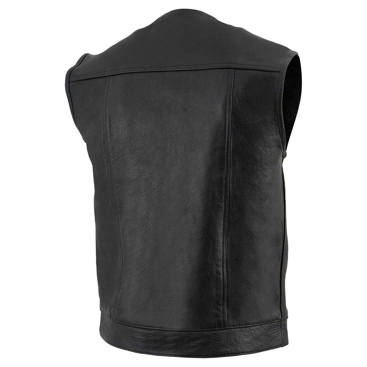 Z1R3721 Men’s ’338’ Black Collarless Motorcycle Leather Vest — image 5