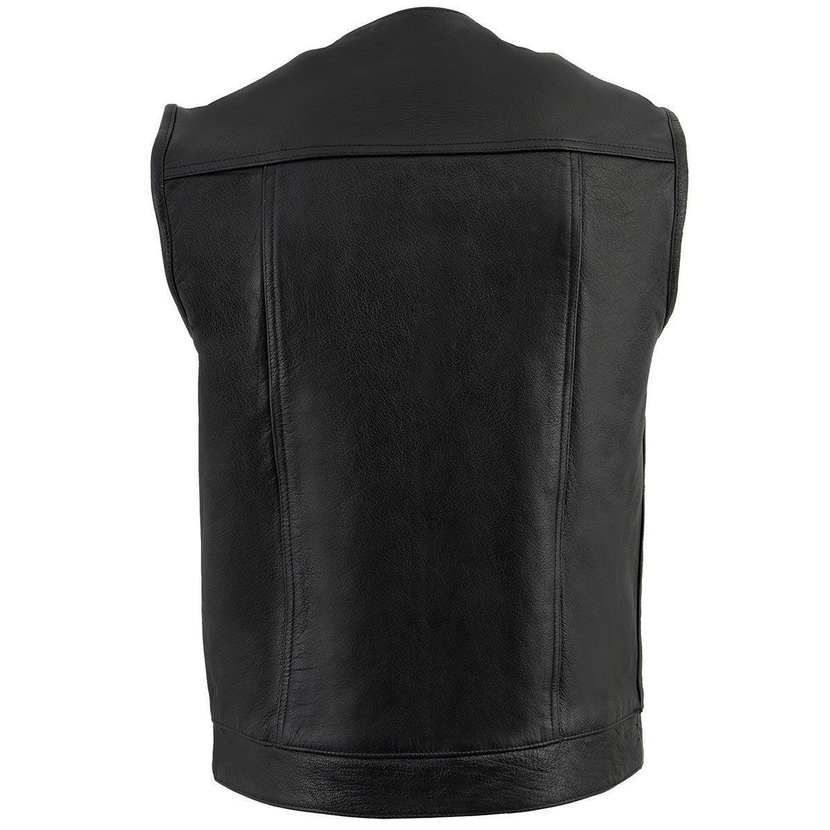 Z1R3721 Men’s ’338’ Black Collarless Motorcycle Leather Vest — image 2