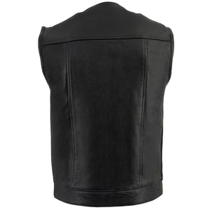 Z1R3721 Men’s ’338’ Black Collarless Motorcycle Leather Vest — image 2