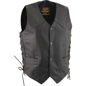 Milwaukee Leather Men's Classic ‘Side Laced Black Western Style Motorcycle Vest - LKM3776 — image 1