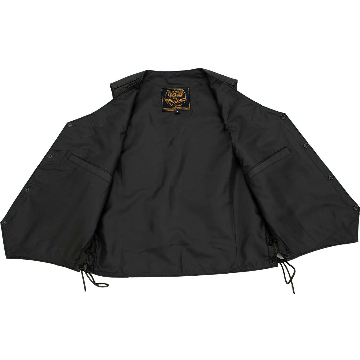 Milwaukee Leather Men's Classic ‘Side Laced Black Western Style Motorcycle Vest - LKM3776 — image 4
