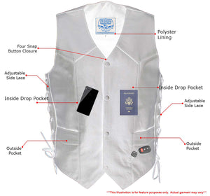 Milwaukee Leather Men's Classic ‘Side Laced Black Western Style Motorcycle Vest - LKM3776 — image 2