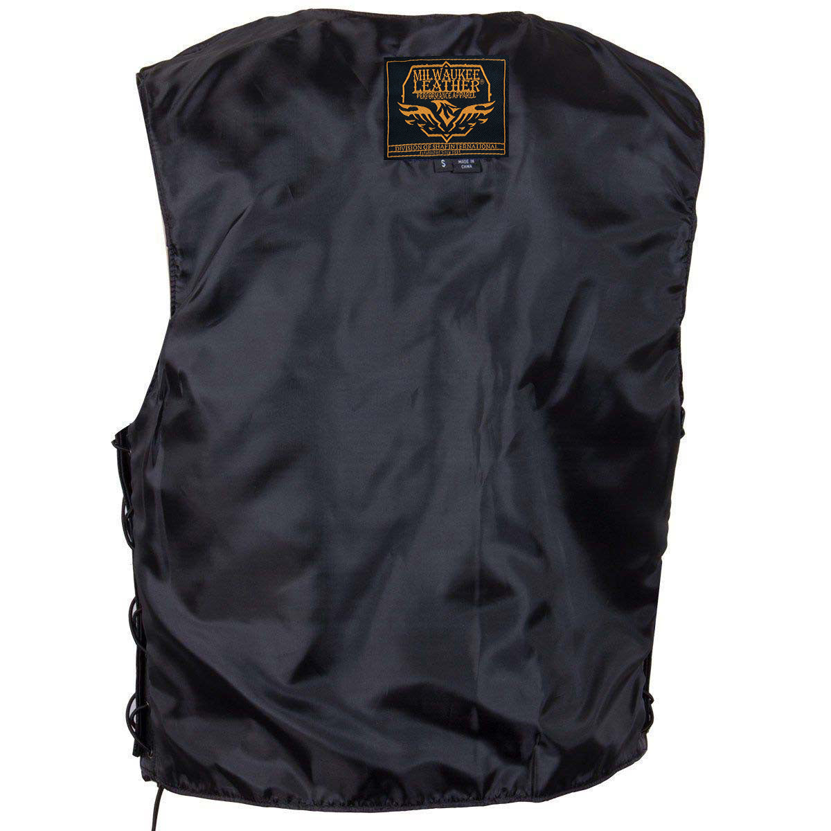 Milwaukee Leather Men's Black Classic Western Style Side Laced Motorcycle Leather Vest - LKM3779 — image 5