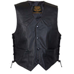 Milwaukee Leather Men's Black Classic Western Style Side Laced Motorcycle Leather Vest - LKM3779 — image 1
